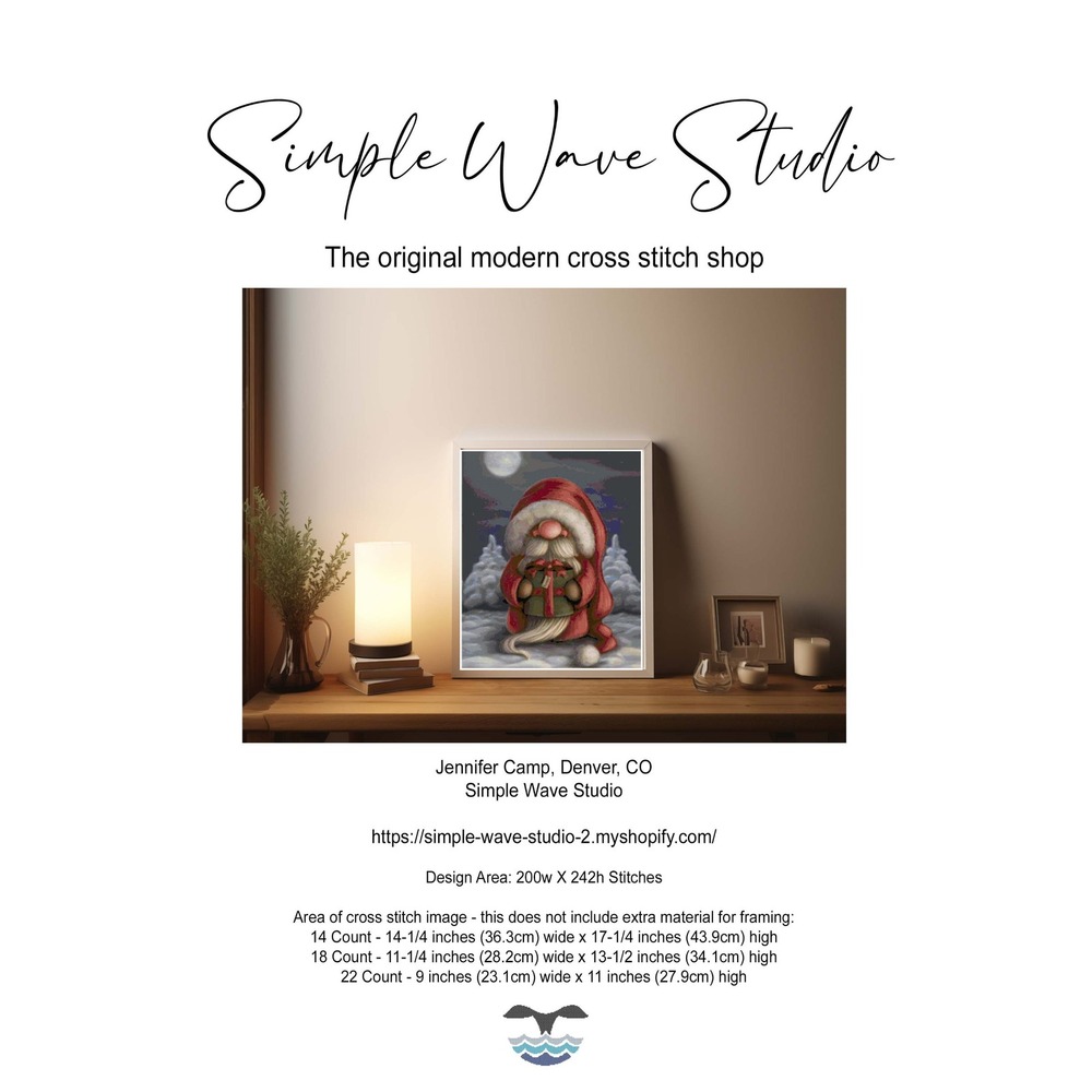 Holiday Christmas Gnome Santa Claus Counted Cross Stitch‎ Chart
